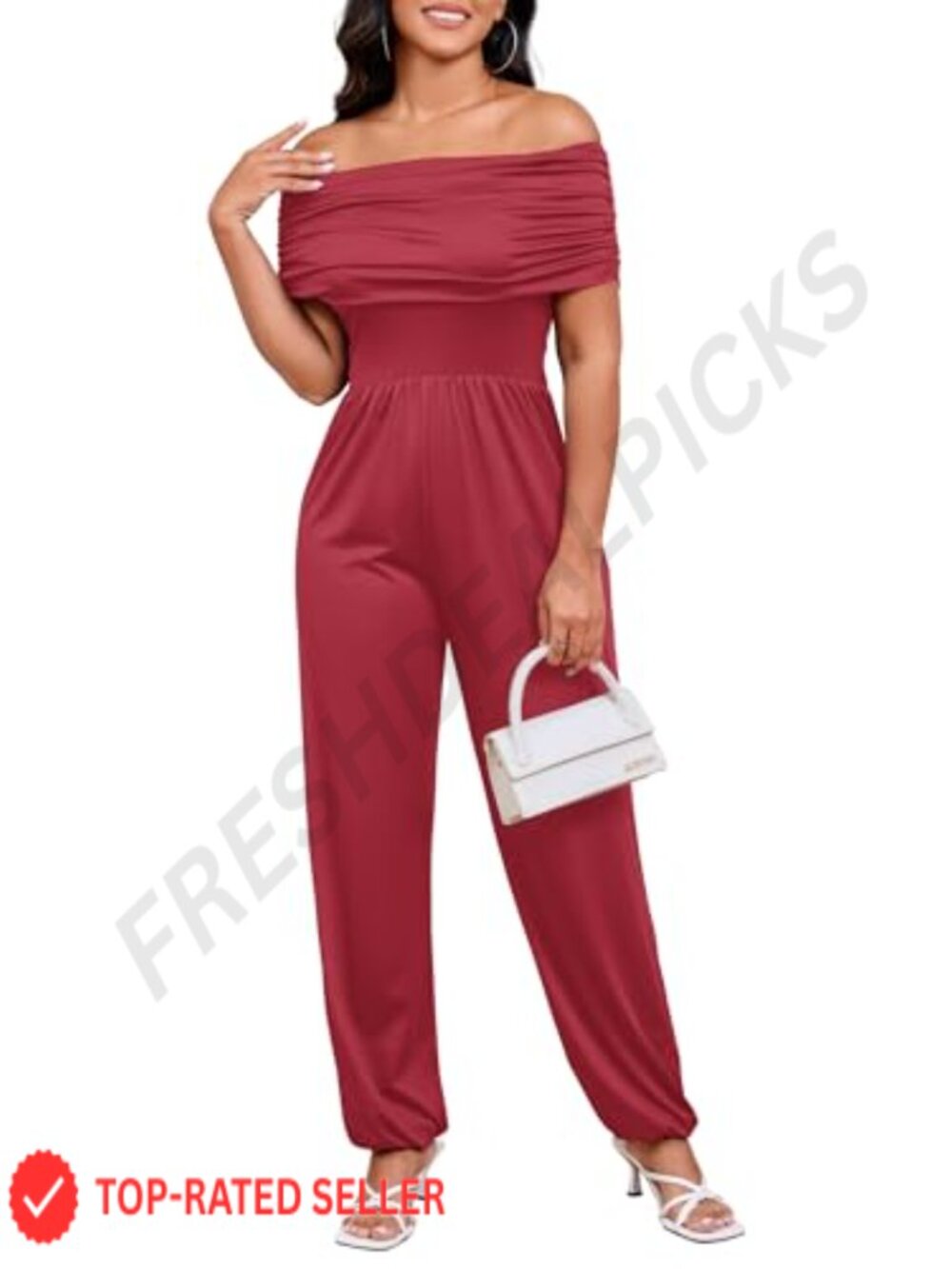 Off Shoulder Wide Leg Jumpsuit Women High Waist Long Pants Wedding Party Romper